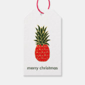 Rood Groen en Goud Tropische Ananas Kerstmis Cadeaulabel (Voorkant)