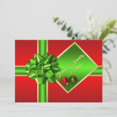 Rood, groen en gouden kerstfotokaart feestdagenkaart (Staand voorkant)