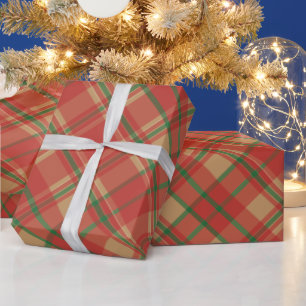 Rood groen en gouden kerstmis cadeaupapier