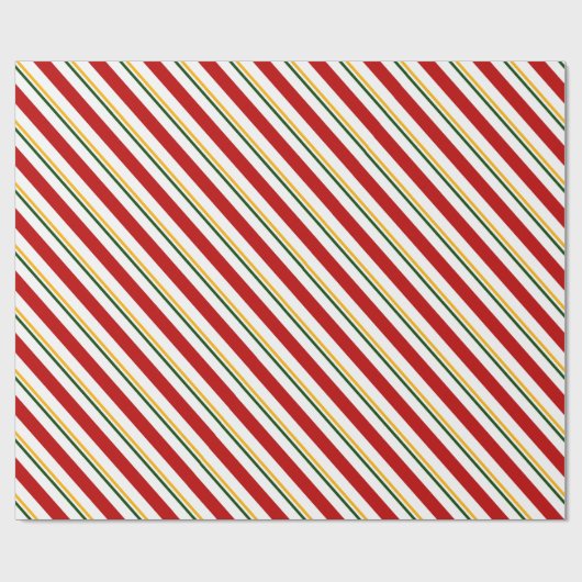 Rood groen en gouden snoepriet, kerstmis cadeaupapier (Vlak)