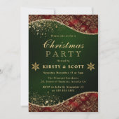Rood, groen en goudglitter Damask-kerstfeest Kaart (Voorkant)