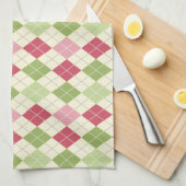  rood, groen en roze argylpatroon theedoek (Quarter Fold)