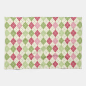  rood, groen en roze argylpatroon theedoek (Horizontaal)
