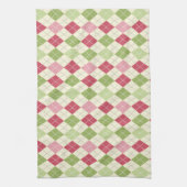  rood, groen en roze argylpatroon theedoek (Verticaal)