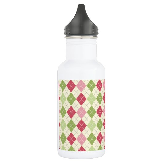 rood, groen en roze argylpatroon waterfles (Links)
