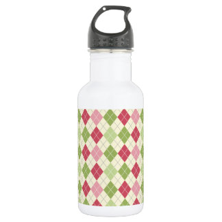 rood, groen en roze argylpatroon waterfles
