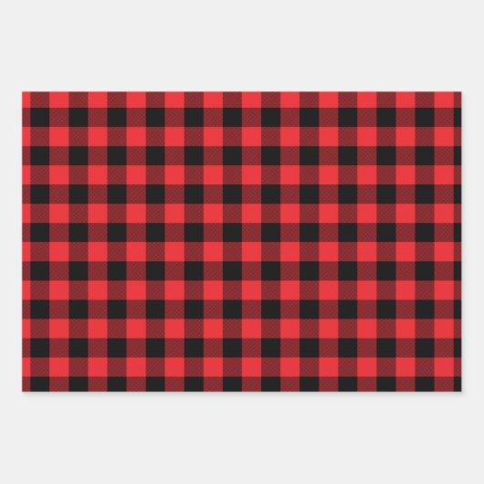 Rood groen en wit Buffalo Check Kerstmis Inpakpapier Vel (Voorkant)