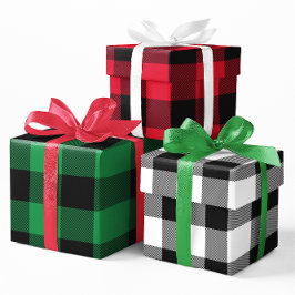 Rood groen en wit Buffalo geruite Kerst Multi Inpakpapier Vel