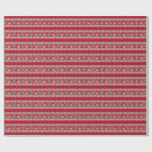 Rood Groen en Wit Fair Isle Kerstmis Cadeaupapier (Vlak)