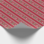 Rood Groen en Wit Fair Isle Kerstmis Cadeaupapier (Hoek)
