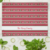Rood Groen en Wit Fair Isle Kerstmis Theedoek (Gevouwen)