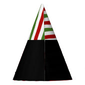 Rood, groen en wit gestreept "MERRY CHRISTMAS!" Feesthoedjes (Achterkant)