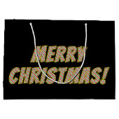 Rood, groen en wit gestreept "MERRY CHRISTMAS!" Groot Cadeauzakje (Achterkant)