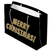 Rood, groen en wit gestreept "MERRY CHRISTMAS!" Groot Cadeauzakje (Achterkant Gekanteld)