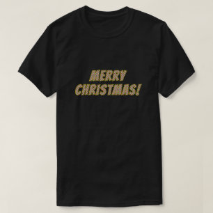 Rood, groen en wit gestreept "MERRY CHRISTMAS!" T-shirt