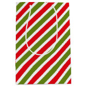 rood groen en wit gestreept patroon medium cadeauzakje (Voorkant)