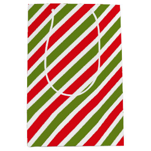 rood groen en wit gestreept patroon medium cadeauzakje