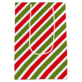 rood groen en wit gestreept patroon medium cadeauzakje (Achterkant)