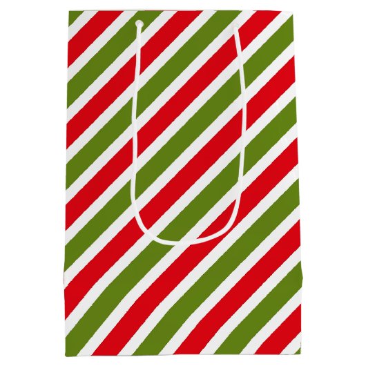 rood groen en wit gestreept patroon medium cadeauzakje (Achterkant)