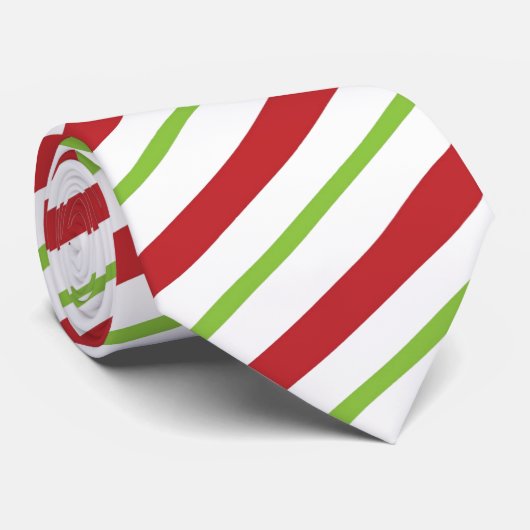 Rood, groen en wit gestripte Stropdas (Opgerold)