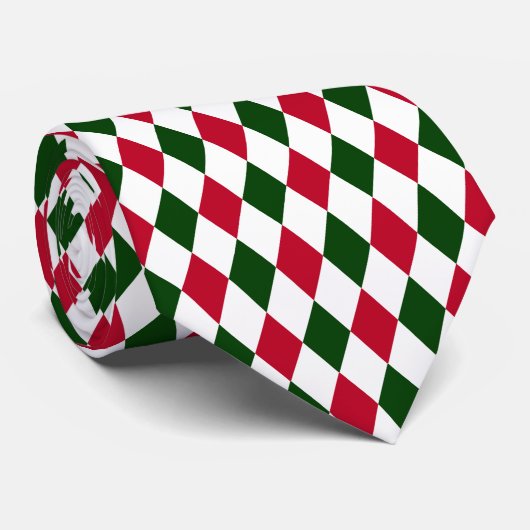 Rood, groen en wit Harlequin Diamond met Kerstmis Stropdas (Opgerold)