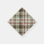 Rood groen en wit kerstplaid servet (Hoek)