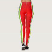 Rood Groen en Wit met Prettig Kerstmis Tekst Leggings (Achterkant)