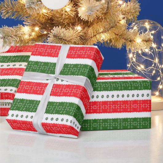 Rood groen en wit modderdoek inpakpapier (Feestdagen)