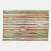 Rood, Groen en Wit Striped Patroon Theedoek (Horizontaal)