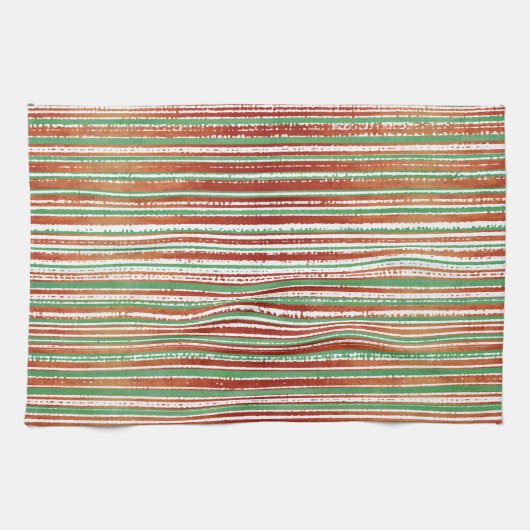 Rood, Groen en Wit Striped Patroon Theedoek (Horizontaal)