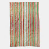 Rood, Groen en Wit Striped Patroon Theedoek (Verticaal)