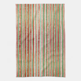 Rood, Groen en Wit Striped Patroon Theedoek