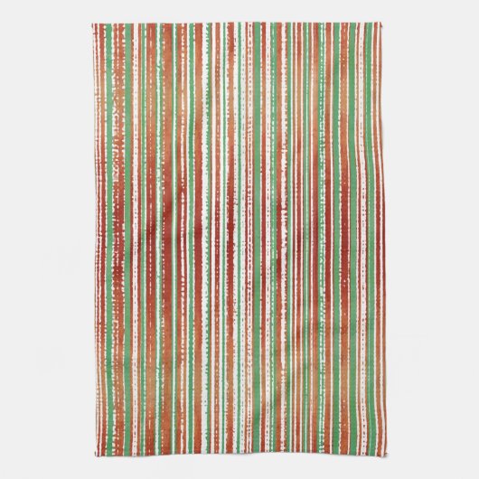 Rood, Groen en Wit Striped Patroon Theedoek (Verticaal)