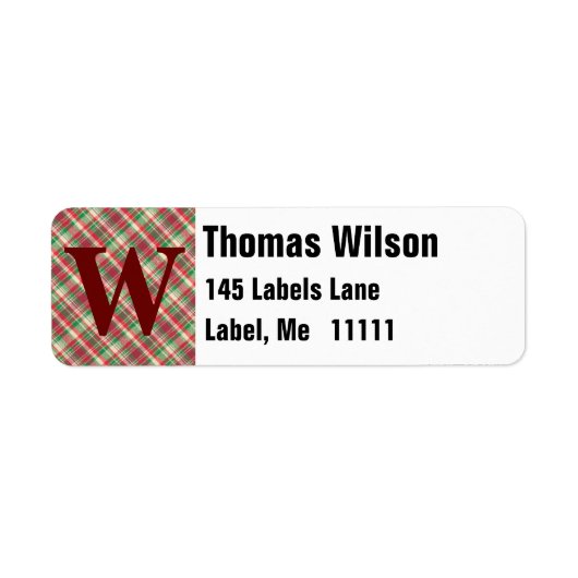 Rood groen en wit Tartan Spatten Patroon Etiket (Voorkant)