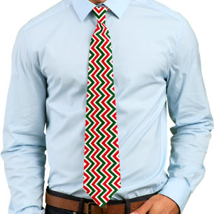 Rood, groen en wit Zig Zag Chevron Pattern Stropdas