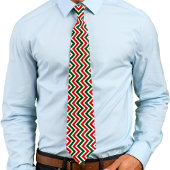Rood, groen en wit Zig Zag Chevron Pattern Stropdas