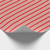 Rood Groen En Witte Candy Cane Patroon Custom Cadeaupapier (Hoek)