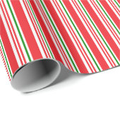 Rood Groen En Witte Candy Cane Patroon Custom Cadeaupapier (Rol Hoek)