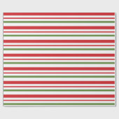 Rood Groen en Witte Strepen Kerst Inpakpapier (Vlak)