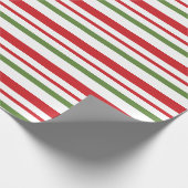 Rood Groen en Witte Strepen Kerst Inpakpapier (Hoek)
