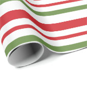 Rood Groen en Witte Strepen Kerst Inpakpapier (Rol Hoek)