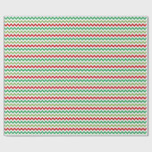 Rood Groen en Witte Zigzag Cadeaupapier (Vlak)