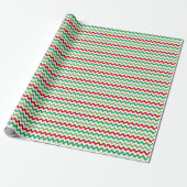 Rood Groen en Witte Zigzag Cadeaupapier (Uitgerold)