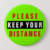Rood, groen en zwart, houd uw afstand ronde button 4,0 cm (Voorkant)
