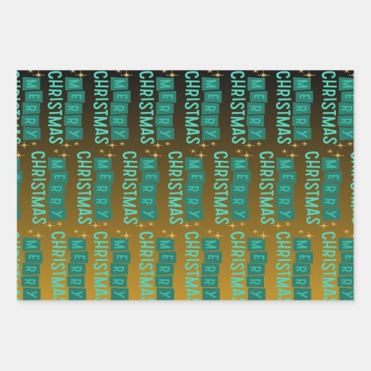 Rood, groen en zwart snowflake kerst inpakpapier vel (Voorkant 3)