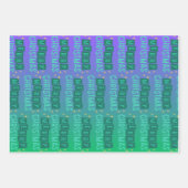 Rood, groen en zwart snowflake kerst inpakpapier vel (Voorkant 2)