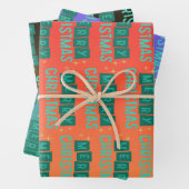 Rood, groen en zwart snowflake kerst inpakpapier vel (In situ)