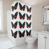 Rood, groen en zwart vlinder douche gordijn (In situ)