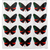 Rood, groen en zwart vlinder douche gordijn (Voorkant)