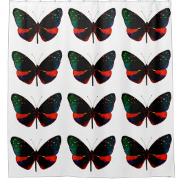 Rood, groen en zwart vlinder douche gordijn